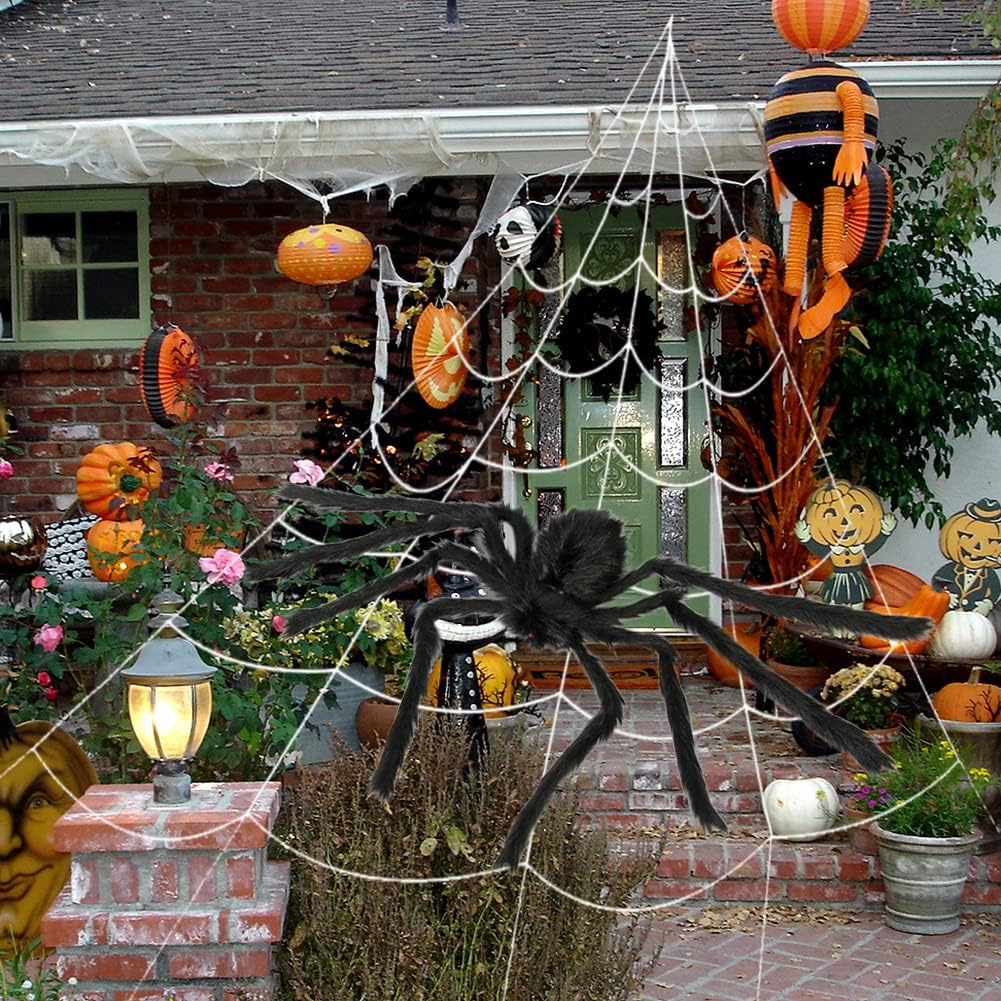 Araña peluda triángulo decoración Halloween patio