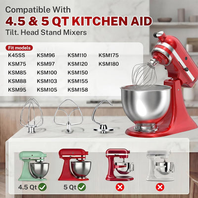 Juego 3 accesorios acero inox para batidora 4.5-5qt