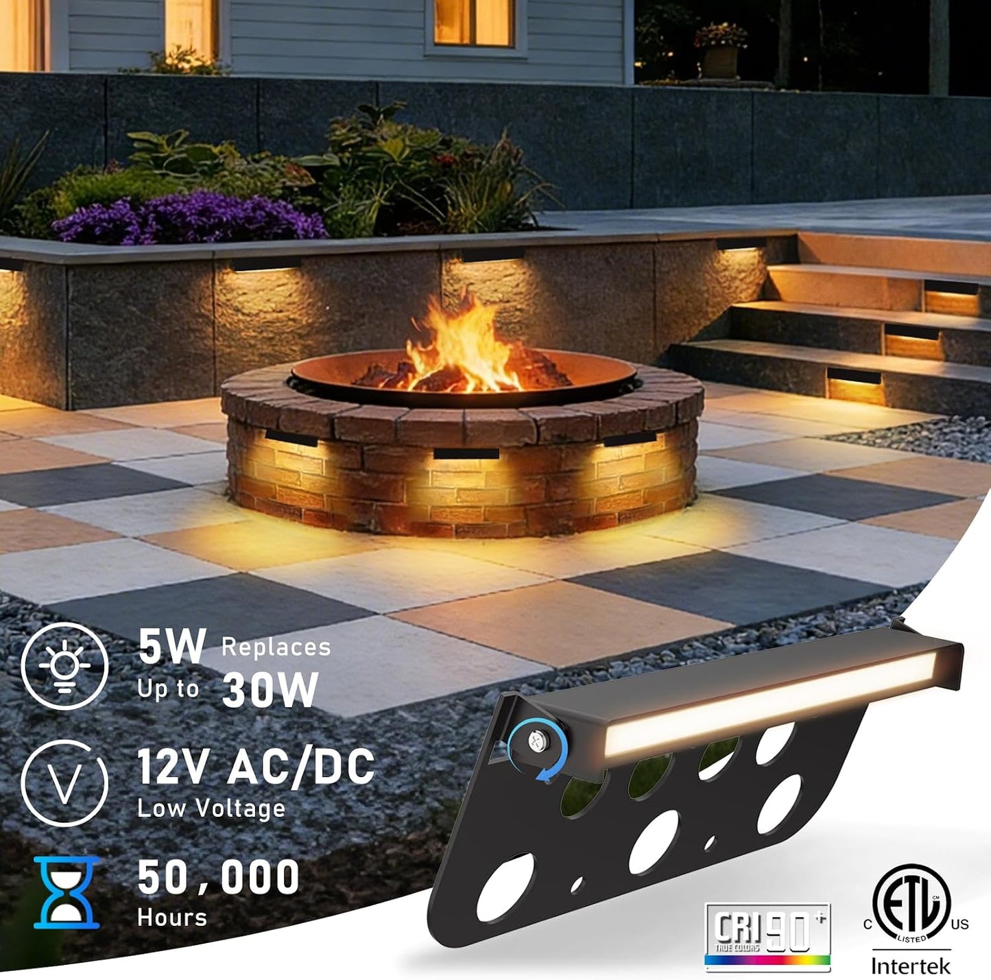 12 Luces Pared 7pulg LED Blanca 2700K 5W 12V IP65
