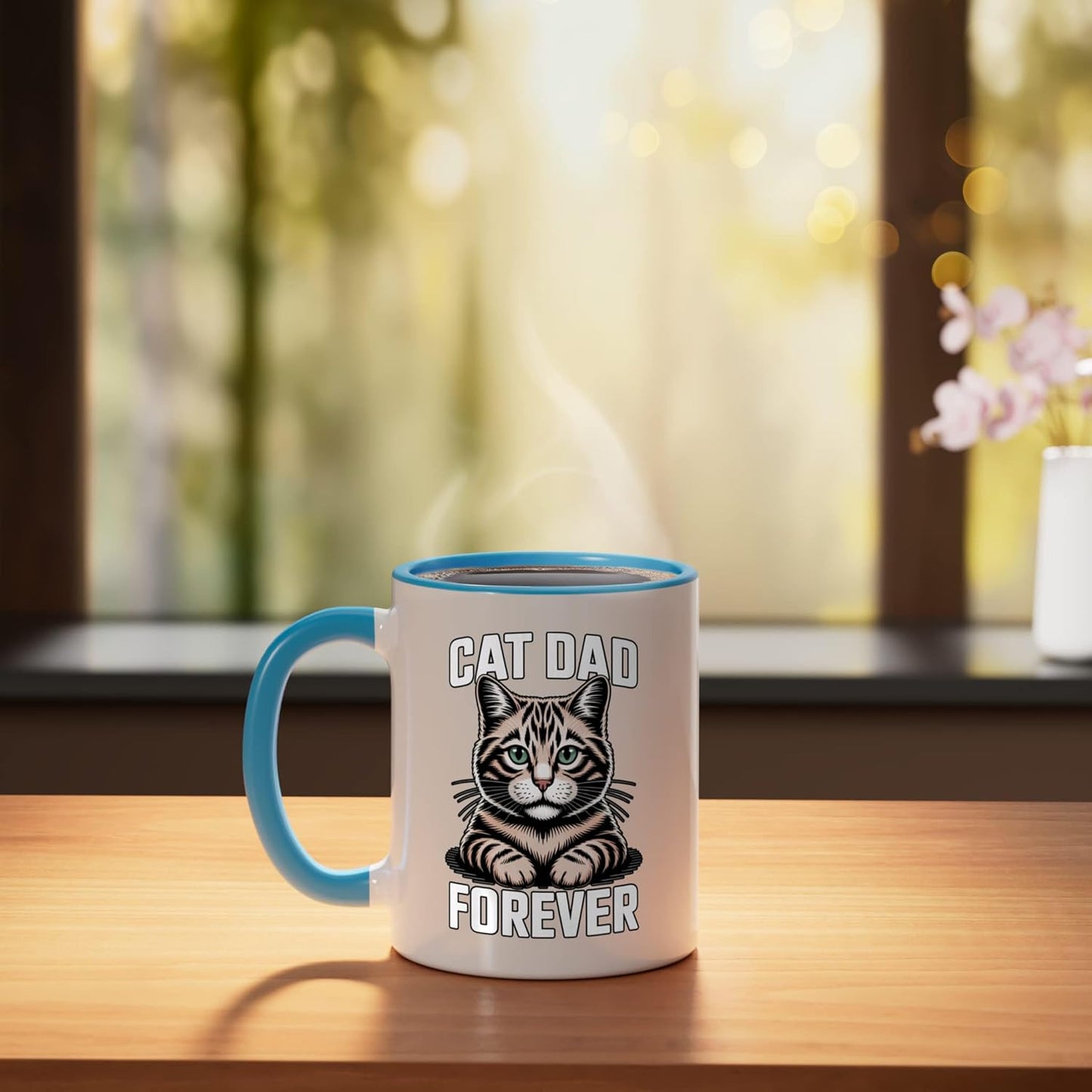 Taza Cerámica Cat Dad Forever Azul/Blanco