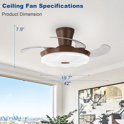 Ventilador techo retráctil nogal 42pulg luz LED control remoto