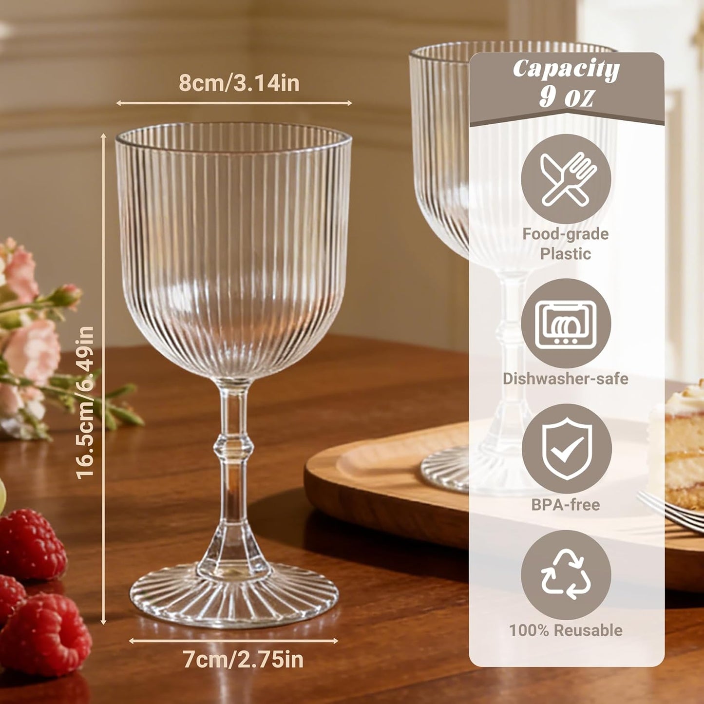 Set 48 Copas Vino Plástico 9oz Transparentes Sin BPA