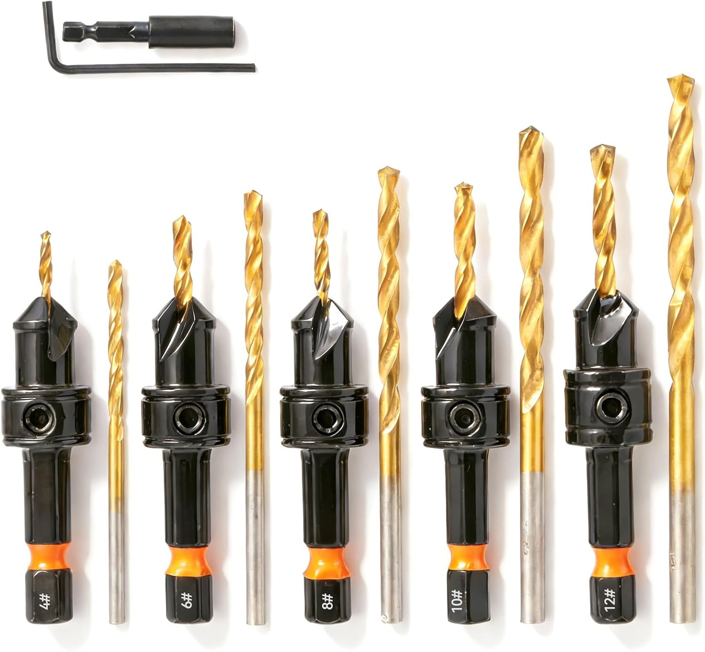 Set 12 Brocas Avellanadas Magnéticas con Llave