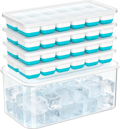 Bandeja hielo silicona con tapa 4 pzas apilables sin BPA