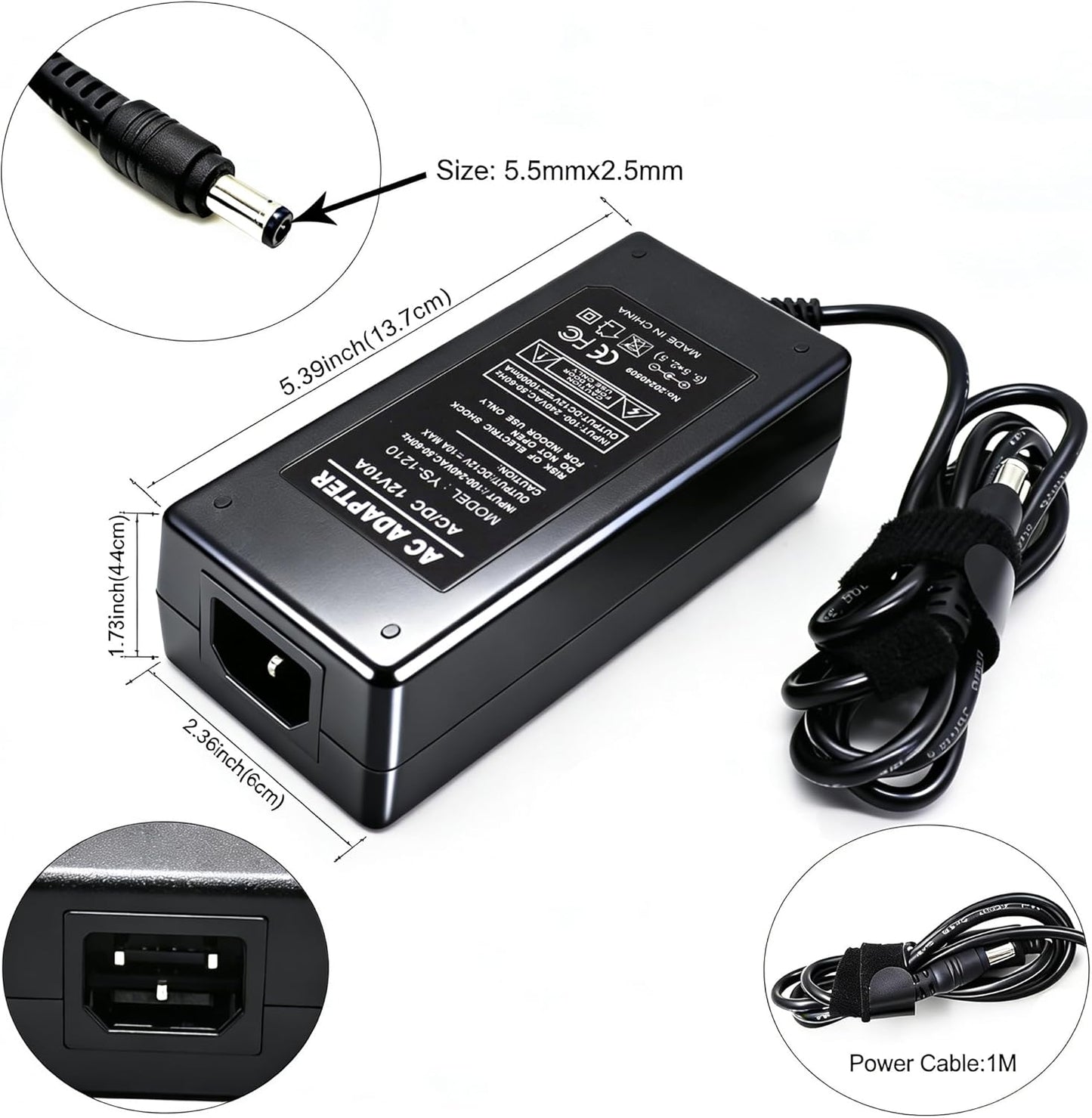 Adaptador corriente 12V 6A 72W universal 100-265V con conector CC
