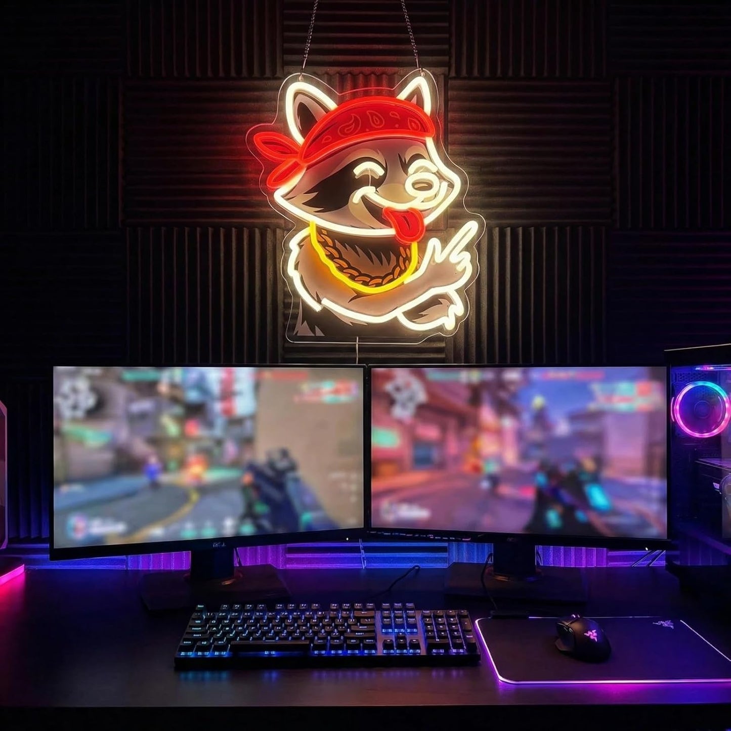 Luz neón mapache LED USB ajustable decoración sala juegos