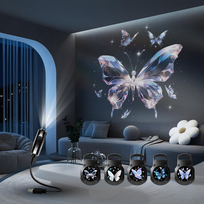 Luz Nocturna Mariposa con 5 Patrones LED USB