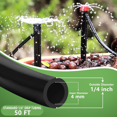 Tubo goteo 1/4pulg 50ft blanco para jardín invernadero