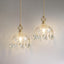 2 Pzas Lámparas Colgantes Cristal Latón Dorado Art Deco