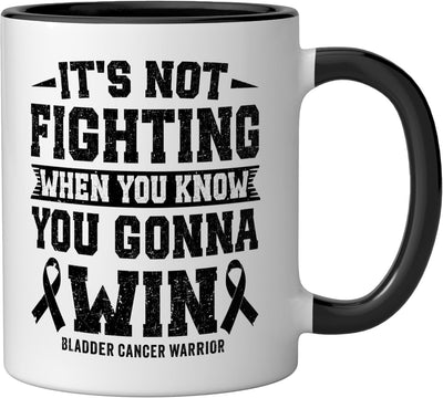 Taza de cerámica para guerrero del cáncer de vejiga en negro