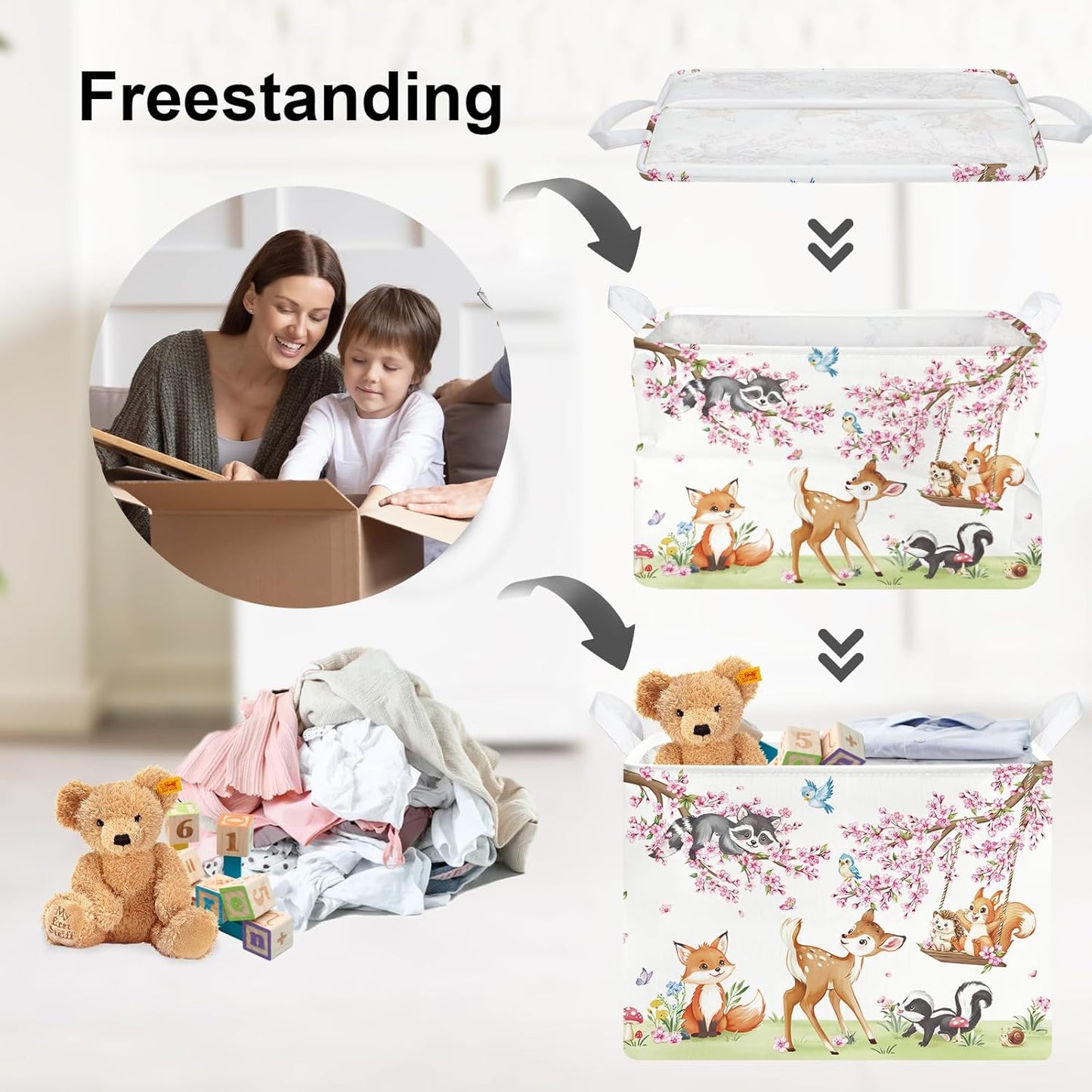 Cesta almacenamiento animales bosque para bebé plegable