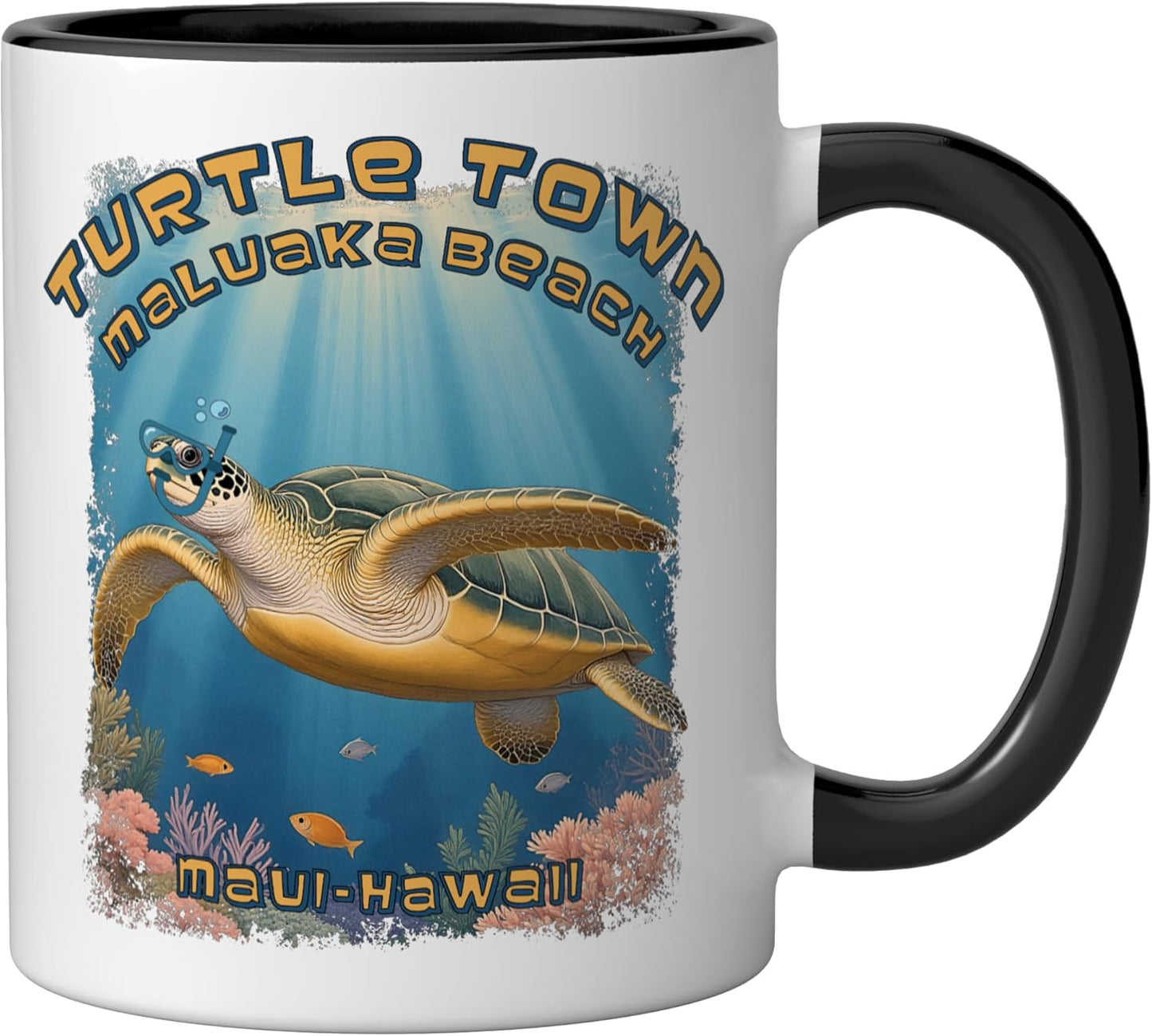 Taza cerámica Turtle Town Maui Maluaka Beach con tortuga marina