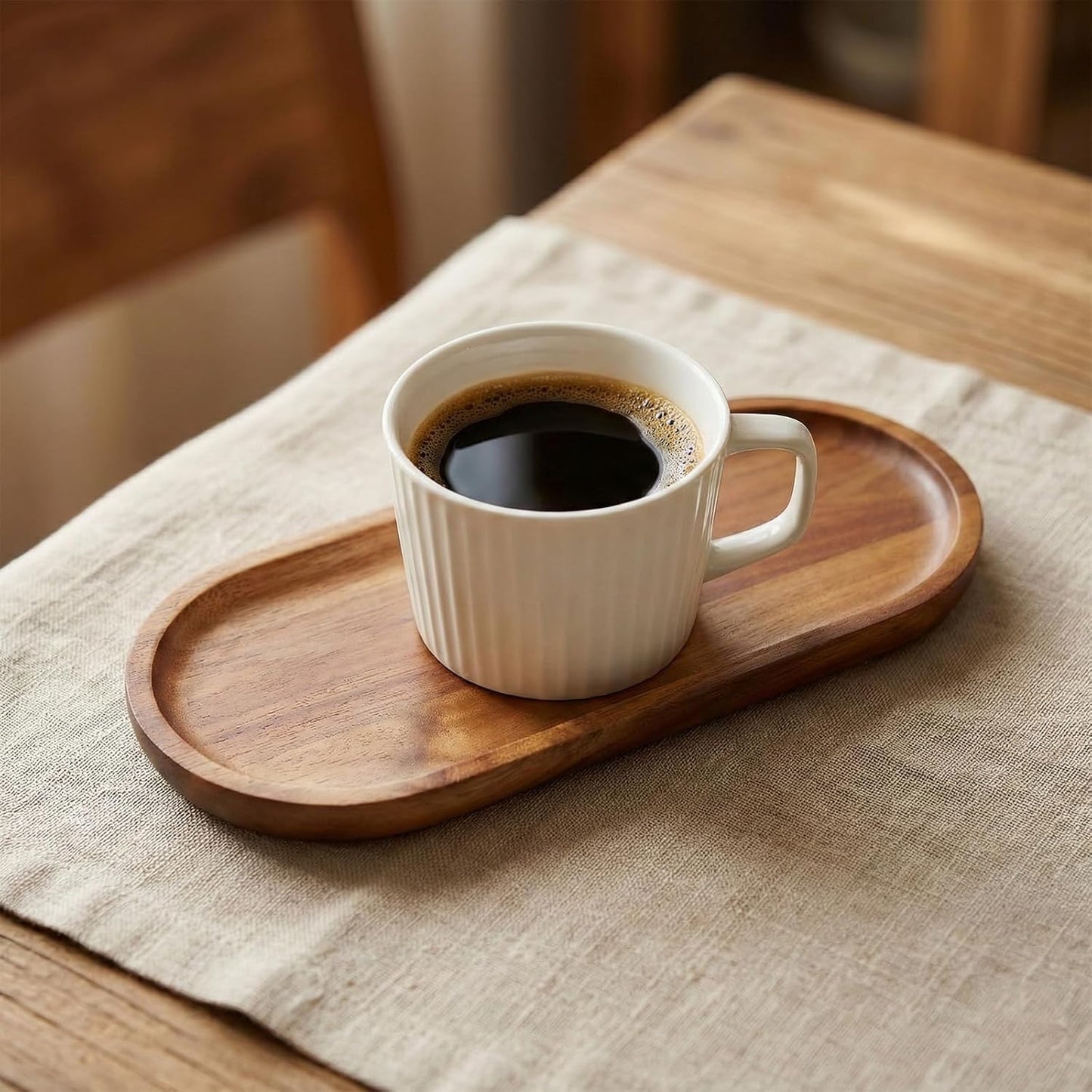 Bandeja decorativa de madera maciza de acacia 9.1 x 4.2 pulgadas