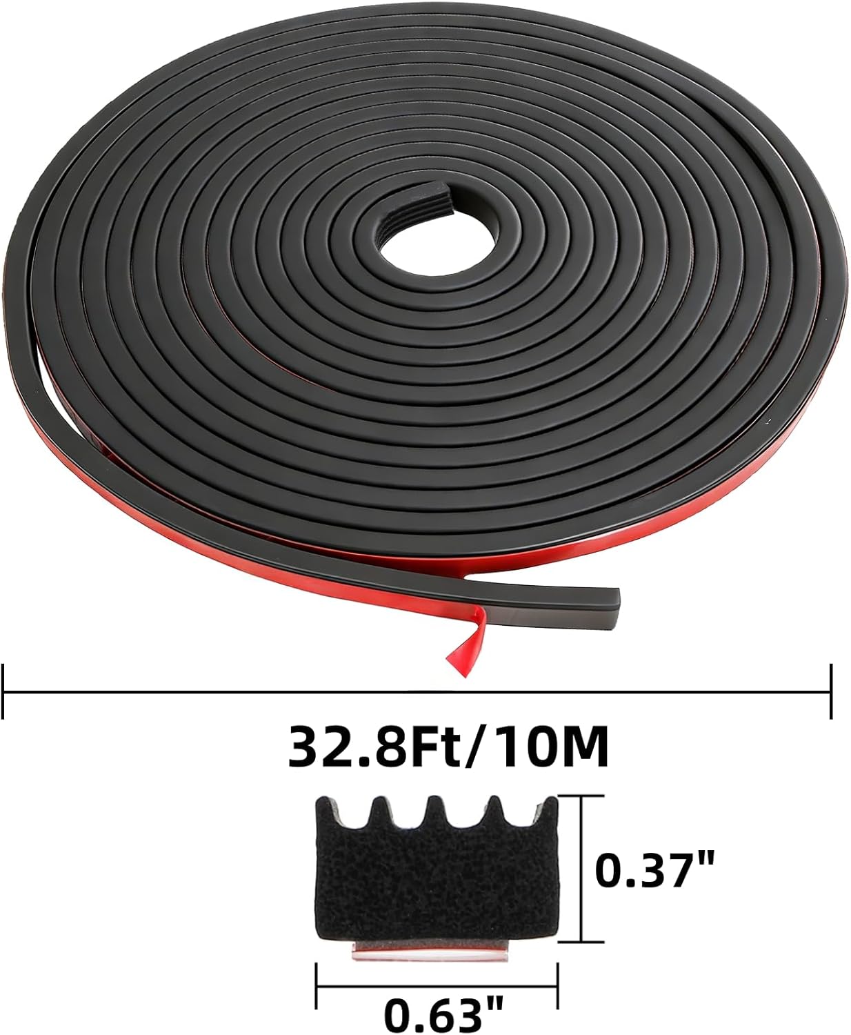 Tira sellado EPDM autoadhesiva 33pies para puertas ventanas