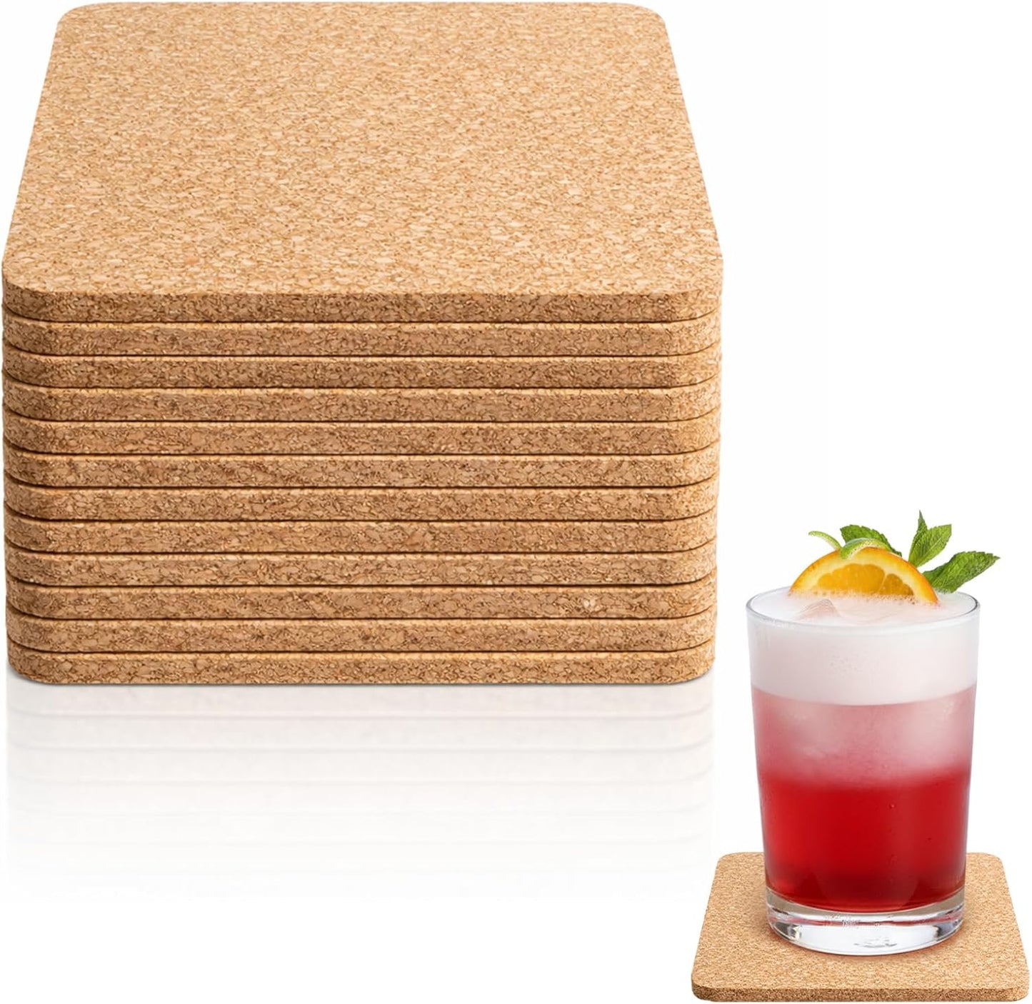 12 Posavasos Corcho 4x4pulg Absorbentes Calor Resistente