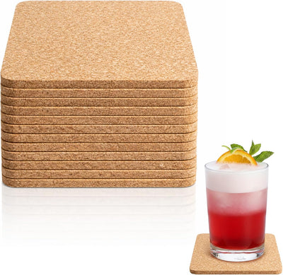 12 Posavasos Corcho 4x4pulg Absorbentes Calor Resistente