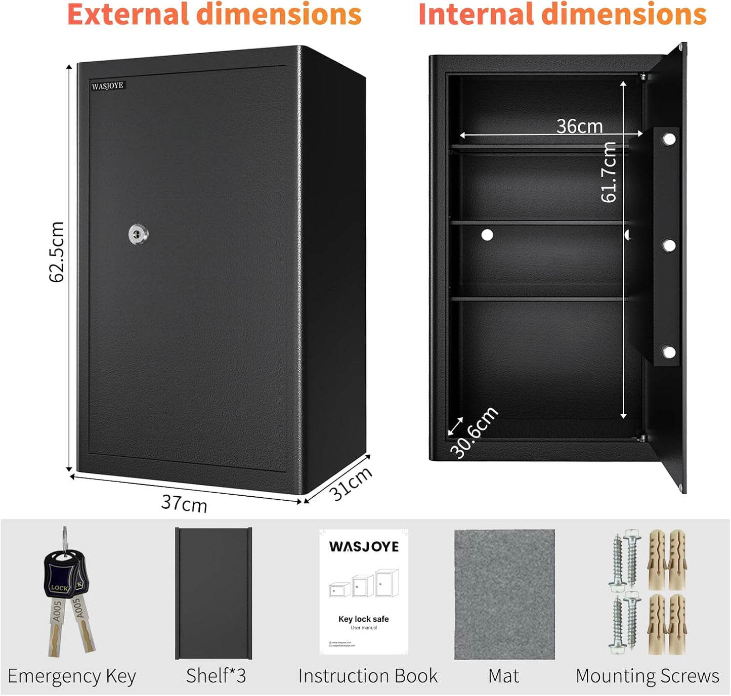 Caja seguridad hogar 3.7ft³ cerradura acero