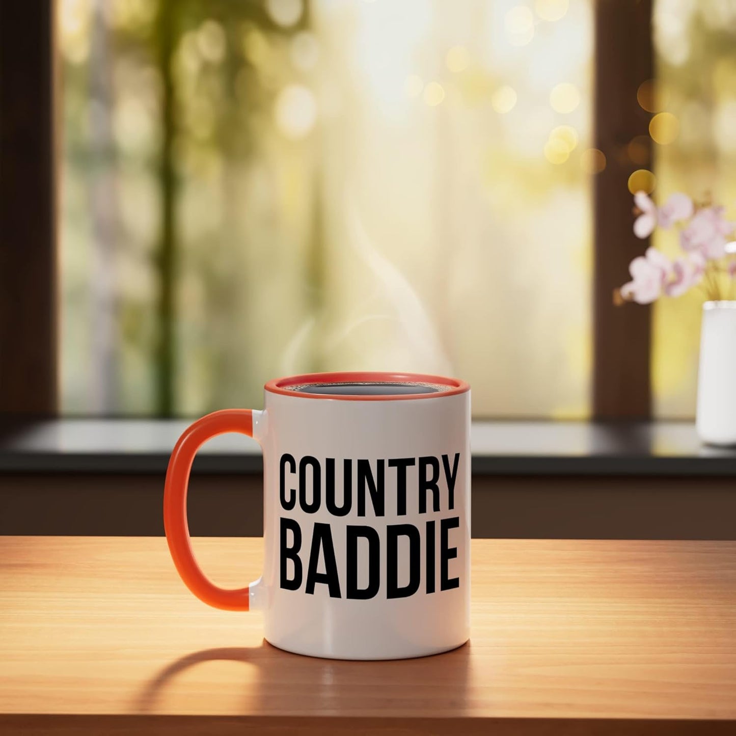 Taza Cerámica Country Baddie Oeste Naranja/Blanco