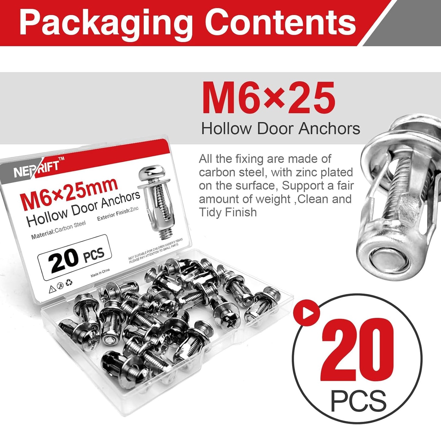 Anclajes Molly M6 x 0.984pulg para Yeso 1/2pulg