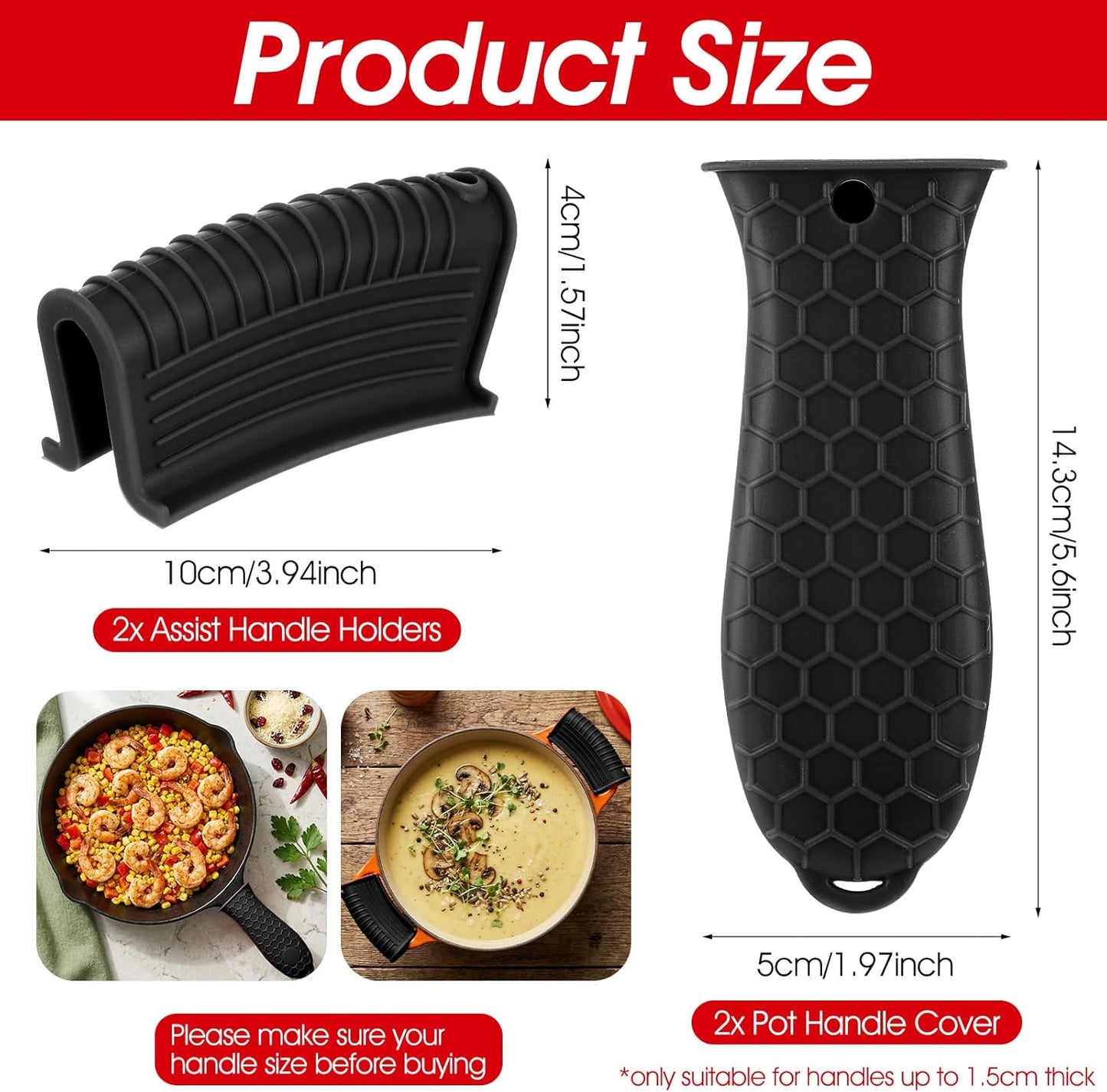 4 fundas mango sartén hierro fundido antideslizantes