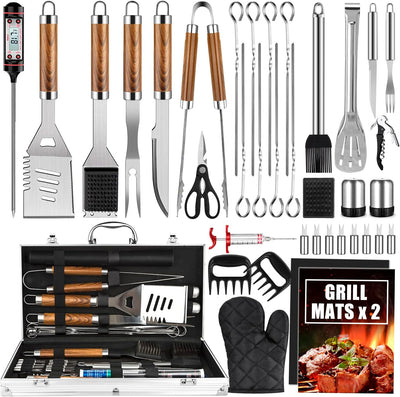 Juego 38 Pzas Accesorios Parrilla Acero Inox Funda Aluminio