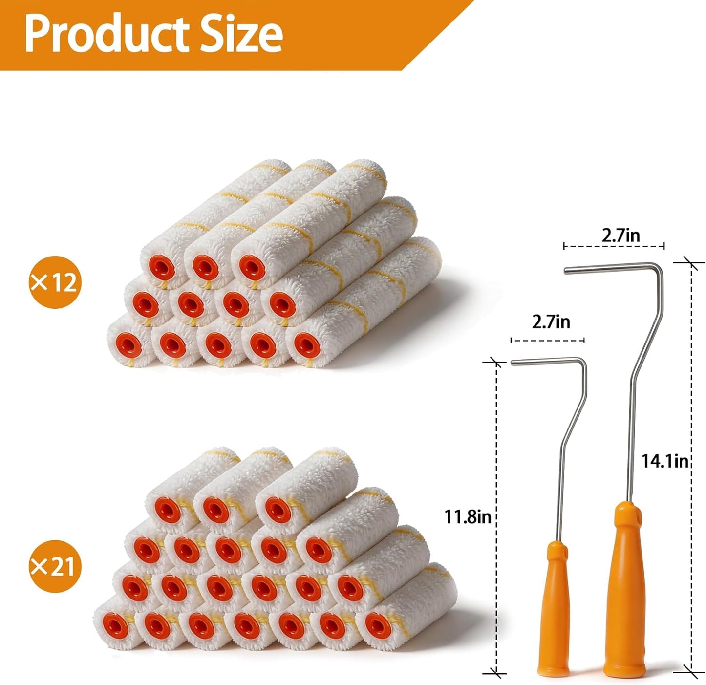 Kit rodillos microfibra 35 pzas 4x6pulg con marcos para pared