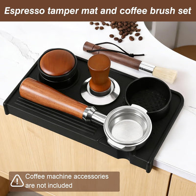 Alfombrilla para café expreso y cepillo, almohadilla de silicona para mostrador de 10.43 x 5.63 pulgadas