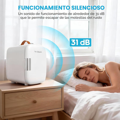 Mini refrigerador DUMOS de 4 litros para dormitorio y automóvil, blanco