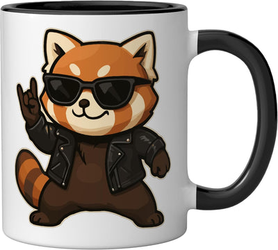 Taza de cerámica rock on para niños red panda y roca