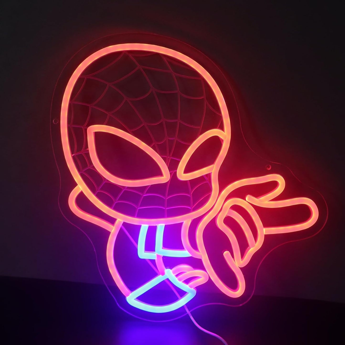 Arte pared con luz LED araña para sala juegos dormitorio
