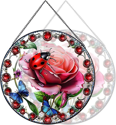 Atrapasoles de rosas colgantes de cristal para ventanas