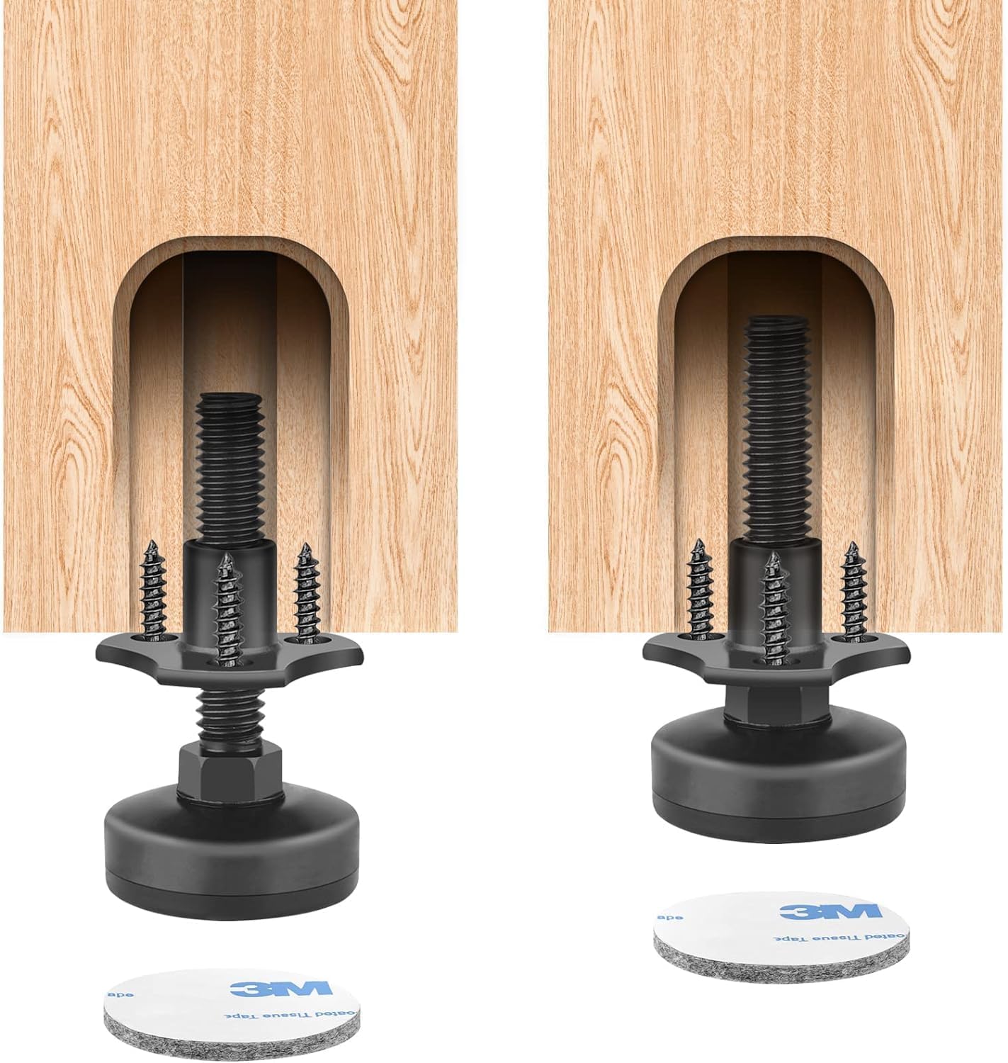 Patas ajustables metal para muebles negro 4 Pzas