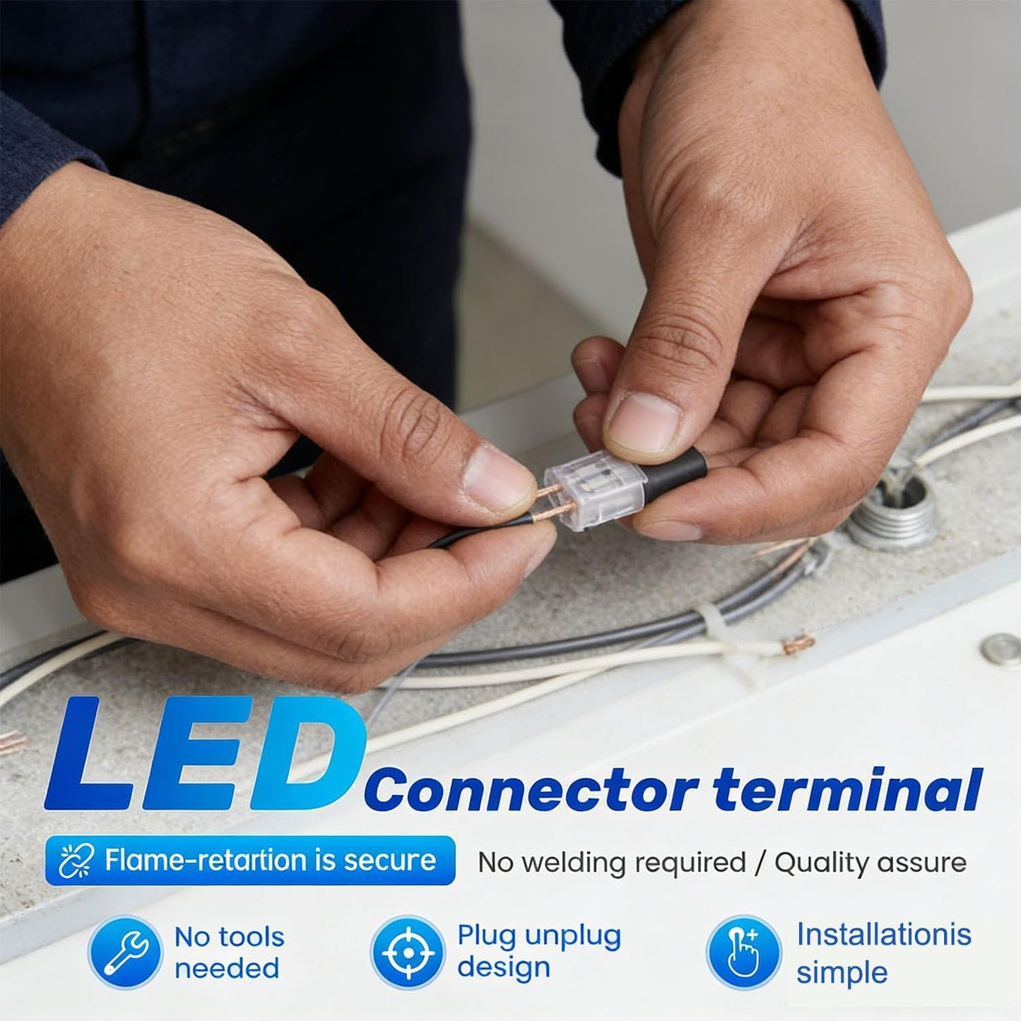 Conector doble cable con hebilla bloqueo para luces y manualidades
