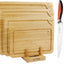 Set 4 Tabla Cortar Bambú con Cuchillo Acero Inox