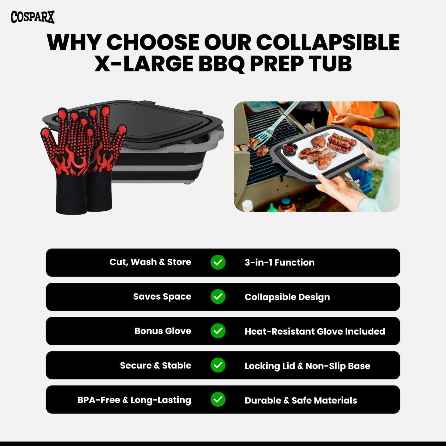 Tina plegable XL con tabla cortar tapón drenaje cocina camping