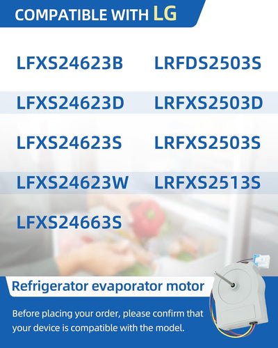 Conjunto motor ventilador evaporador para refrigerador LG