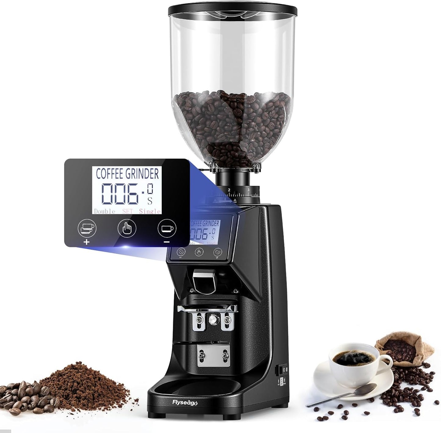 Molinillo café acero inox 2.520pulg 8 ajustes tactil