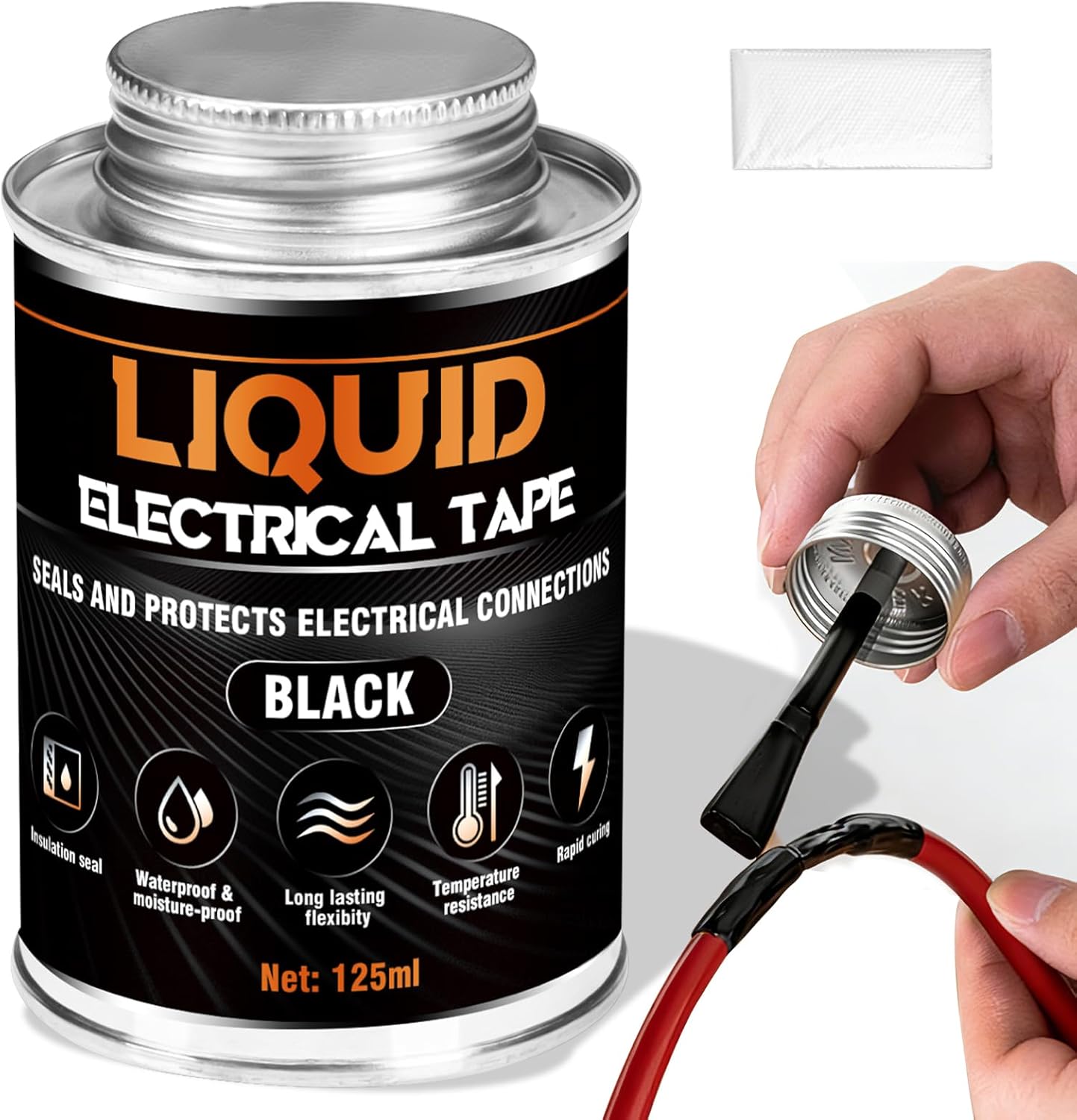 Cinta eléctrica aislante negra rápida para cables