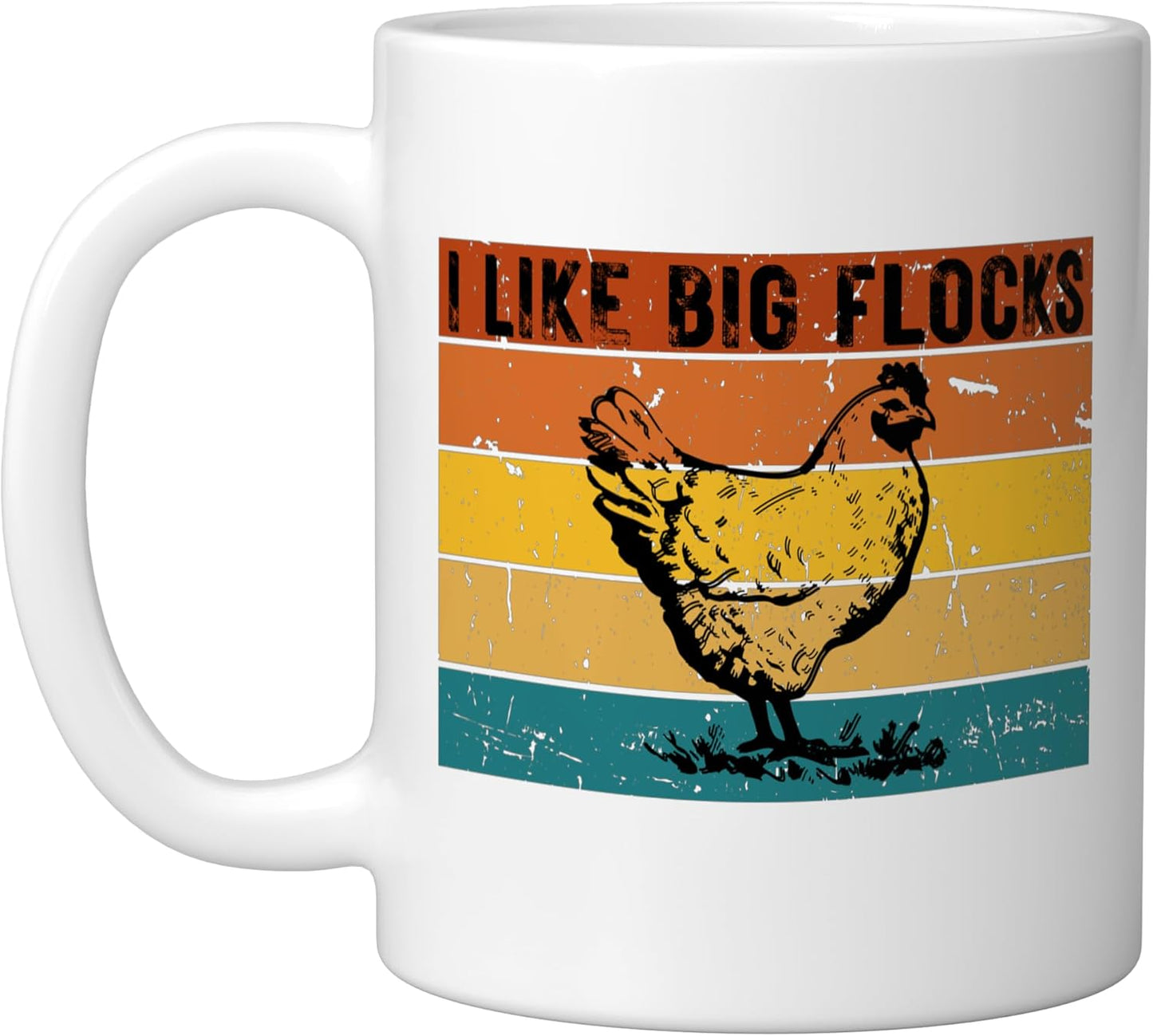 Taza Cerámica Humor Pollo Retro Blanca