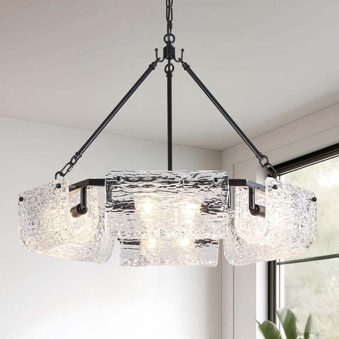 Candelabro cristal negro 26.5pulg 12 luces sala comedor