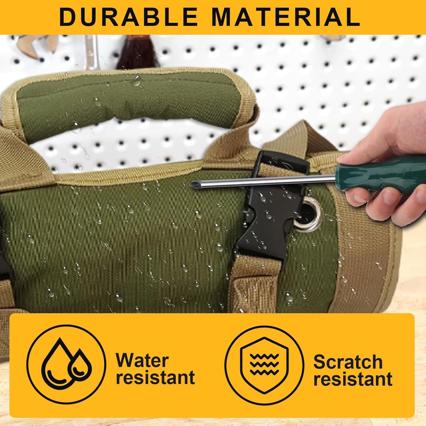 Bolsa herramientas enrollable resistente verde