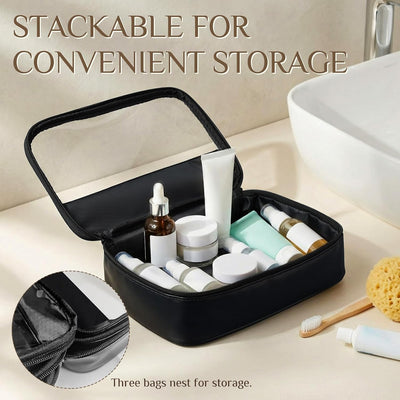 Bolsa maquillaje transparente 3 pzas mujer niña