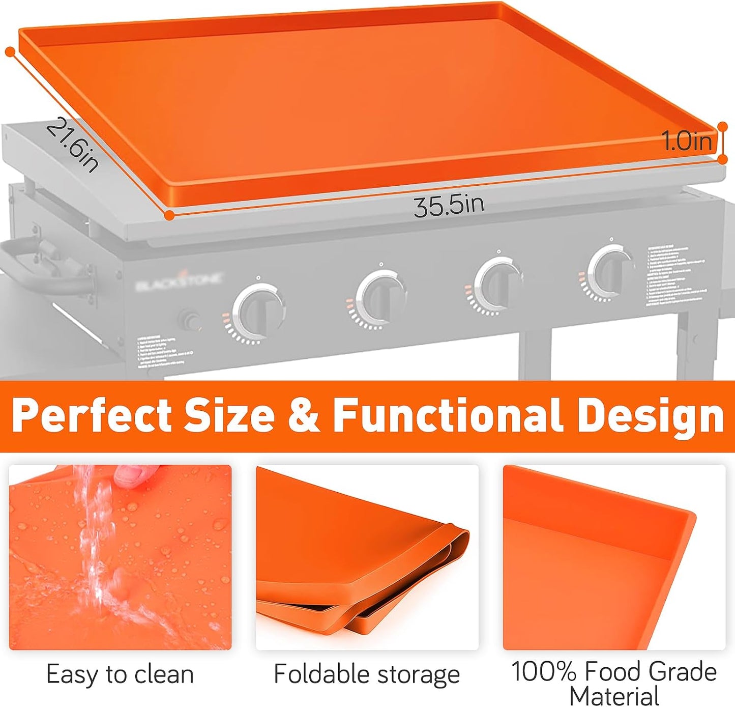 Alfombrilla silicona grado alimenticio para Blackstone naranja