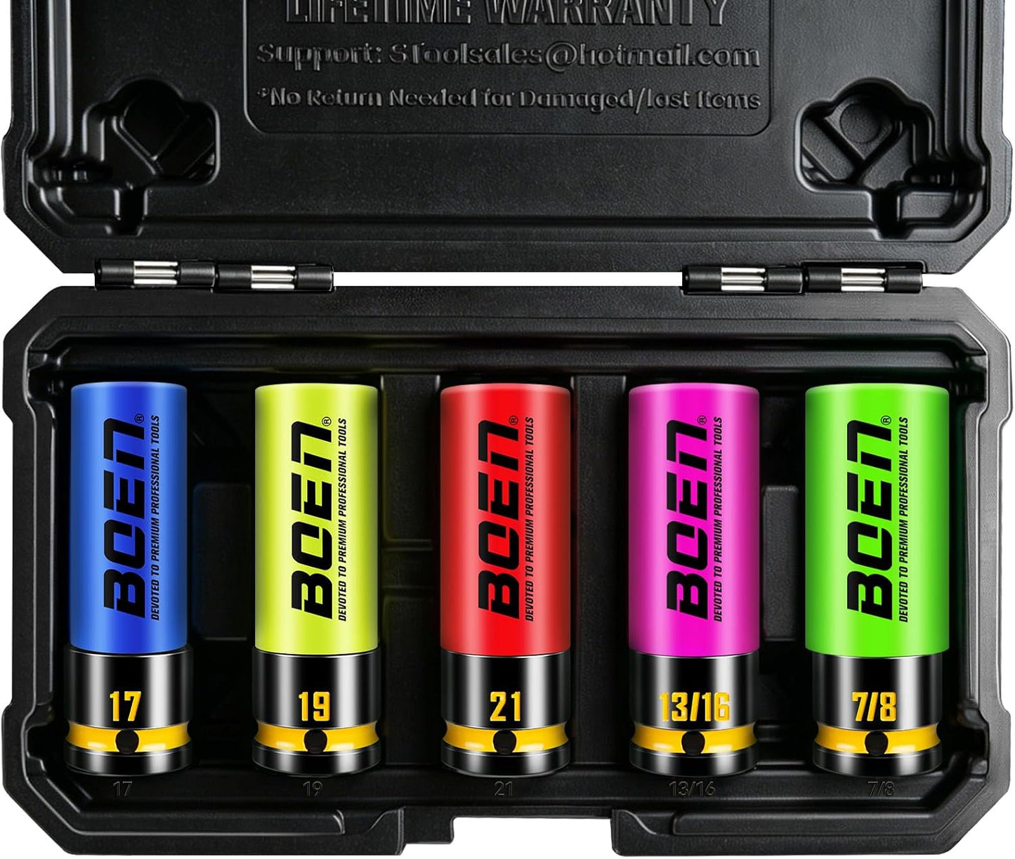 Set 5 llaves de impacto 17-21mm y 13/16-7/8" acero CR-MO