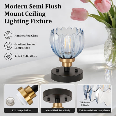 Lámpara techo tulipán azul moderna para pasillo cocina baño