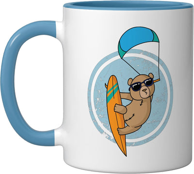 Taza Cerámica Surfing Oso de Peluche Azul/Blanco