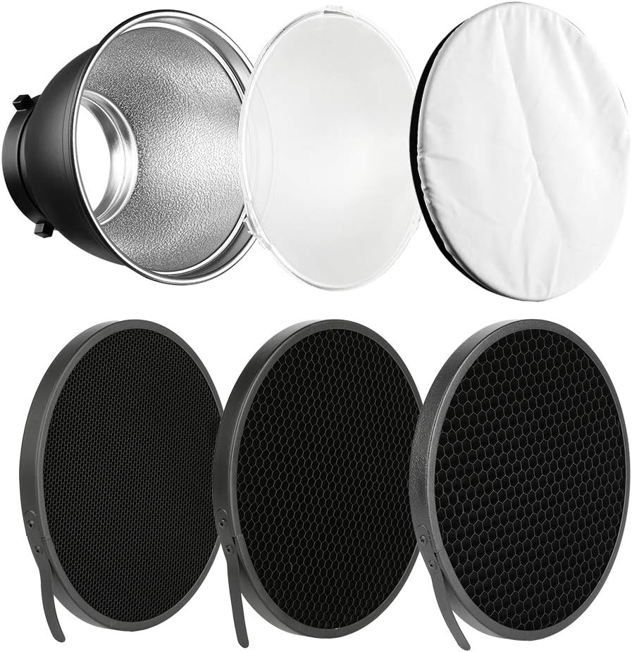 Difusor Bowens 7pulg rejilla panal 10/30/50° tela blanca