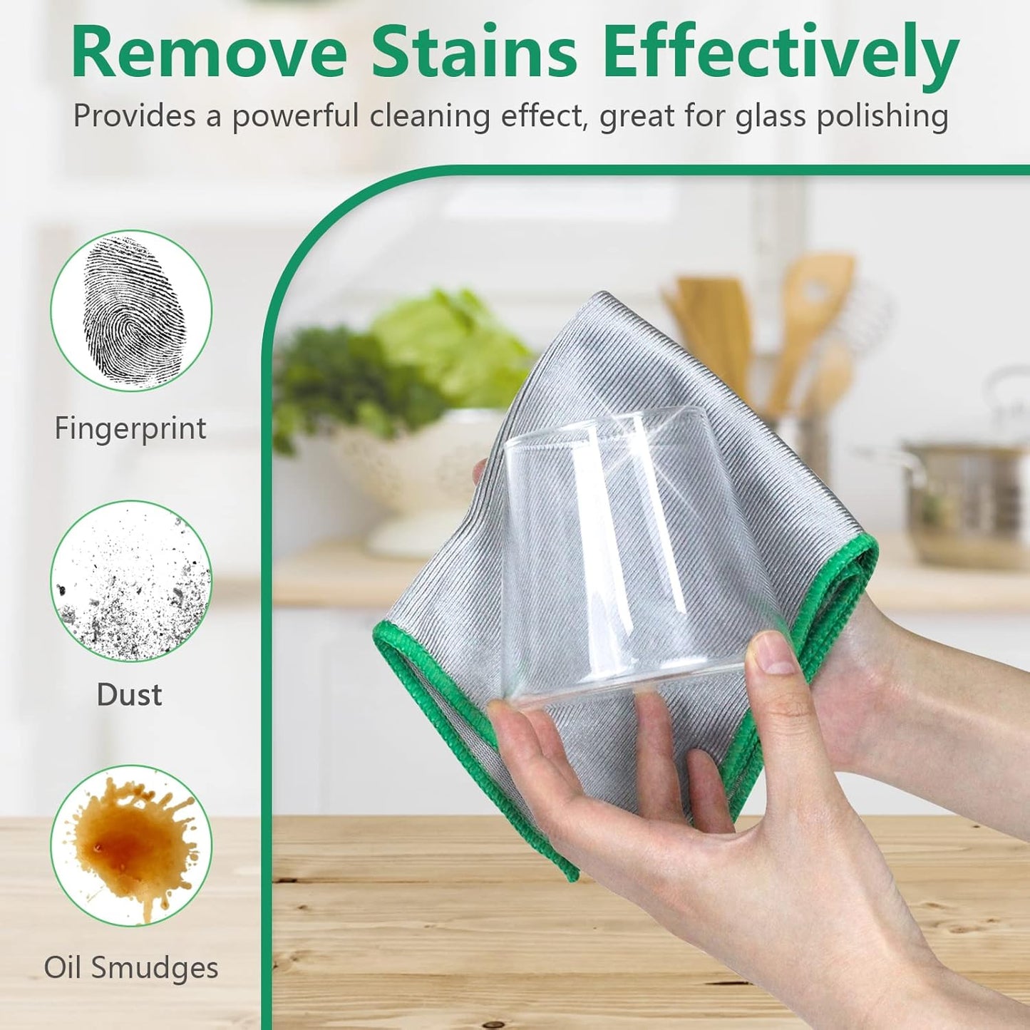 Paño microfibra sin pelusas para gafas cocina espejos 12x12 6 pzas