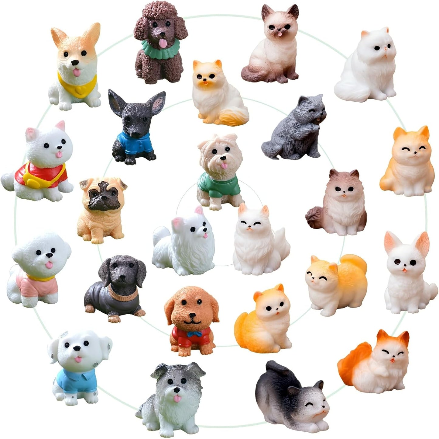 Set 24 figuras gato perro resina adornos pasteles decoración hogar