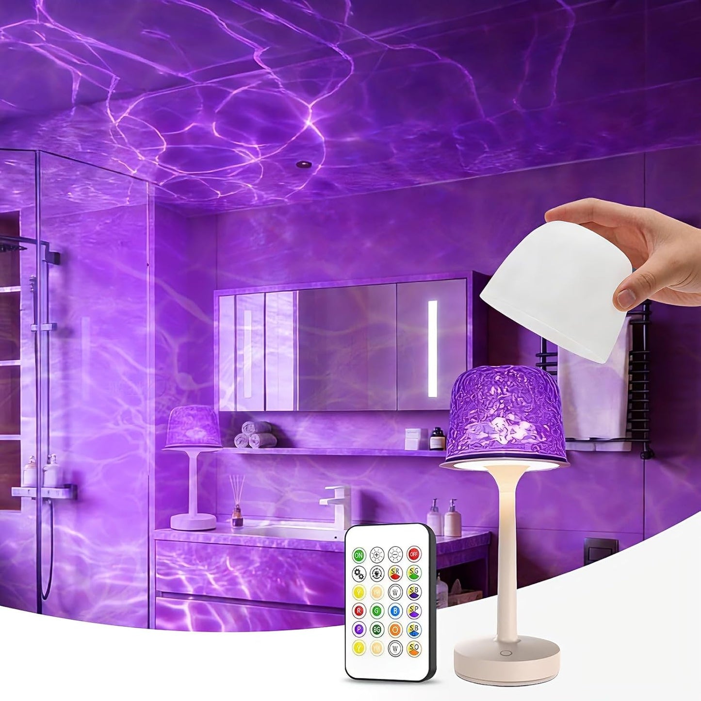 Lámpara ducha spa RGB inalámbrica proyector